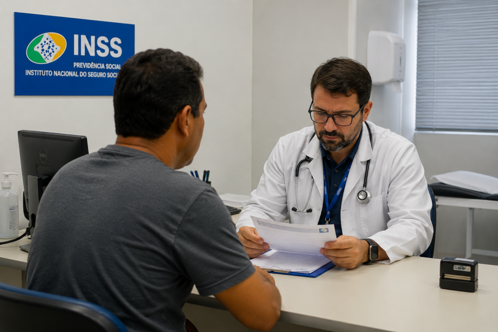 Segurado passando por perícia médica do INSS para solicitar auxílio acidente