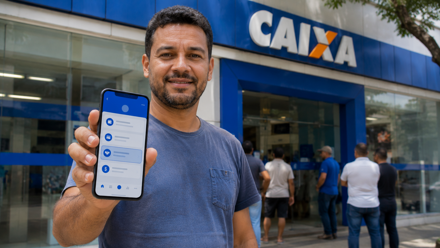 trabalhador consultando saldo do FGTS pelo celular mesmo com nome sujo negativado